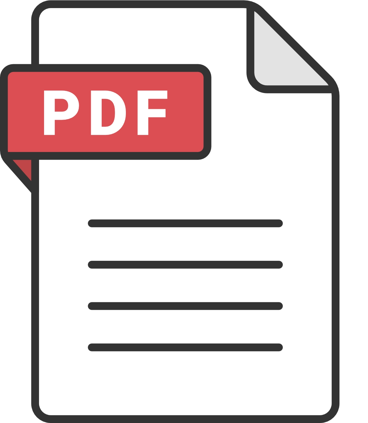 Icon of white PDF document with red label
