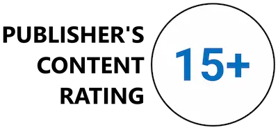 Publishers Content Rating graphic with 15+ inside a circle and label text