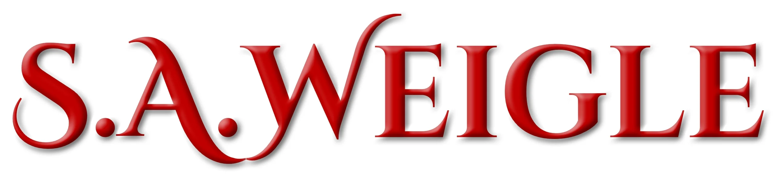 S. A. Weigle author wordmark in Cinzel Decorative font, red
