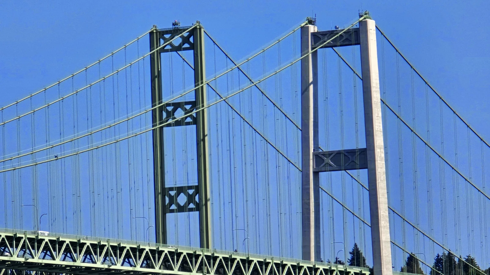 Columns and support cables of Tacoma Narrows Bridge